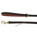Comfy Leather Lead with PADDED Leather Handle - length 40" (1 cm wide) ~Brass: Brown tan